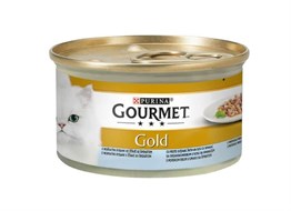 Gourmet Gold Çifte Lezzet Ispanak Soslu Okyanus Balıklı Yetişkin Kedi Konservesi 85 gr
