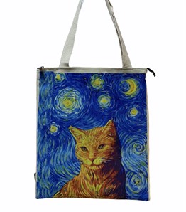 Ay Işığında Kedi Tasarımlı Çanta 34 x 40 cm