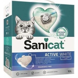 Sanicat Active White - Esanssız ve Topaklaşan Kedi Kumu 10 lt