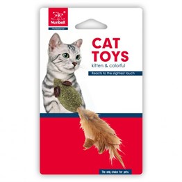 Catnip Otlu Farecik ile Tüylü Kedi Oyuncağı 13 cm